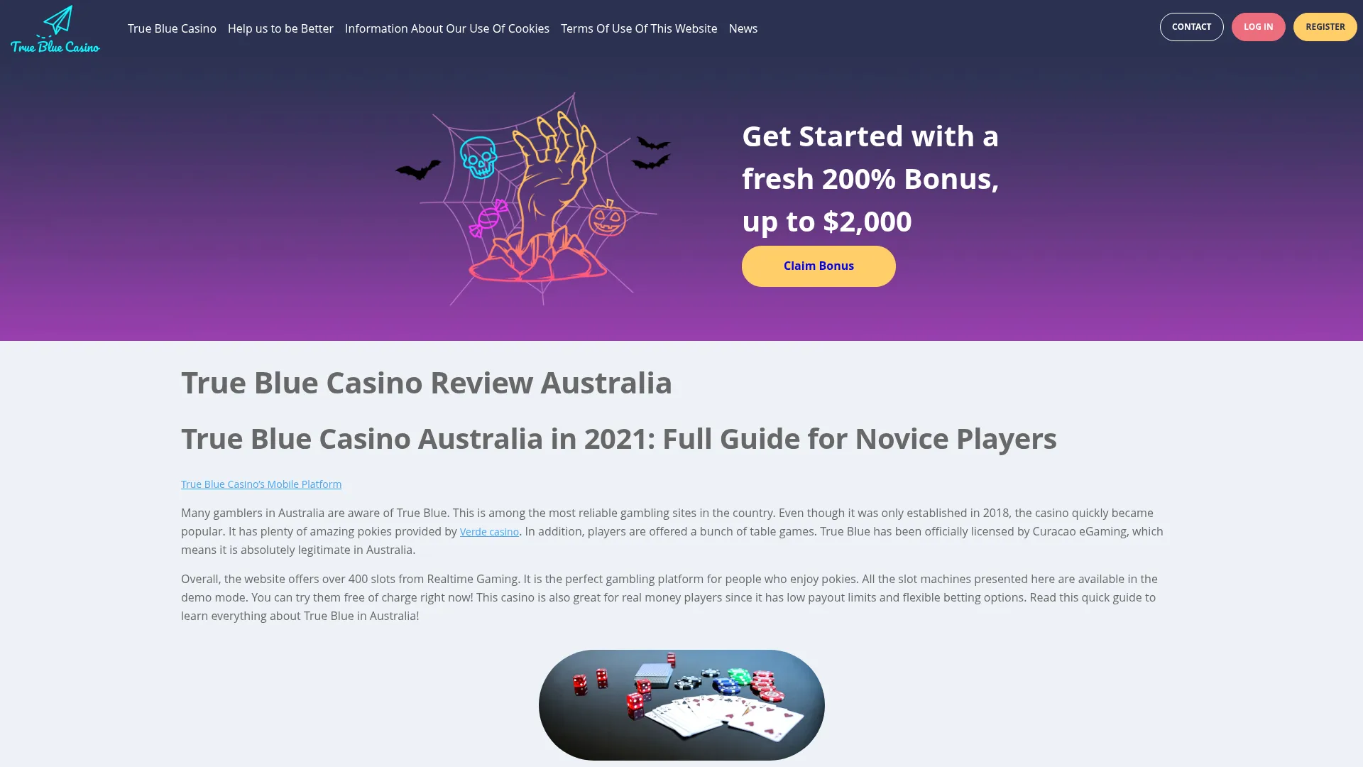 Trueblue Casino desktop casino view